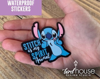 Stitch is my Spirit Animal, Lilo Movie Waterproof Sticker, Water Bottles, Laptop