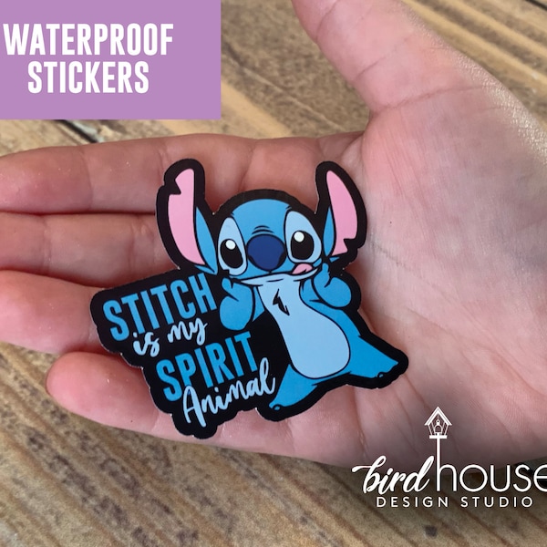 Stitch is my Spirit Animal, Lilo Movie Waterproof Sticker, Water Bottles, Laptop