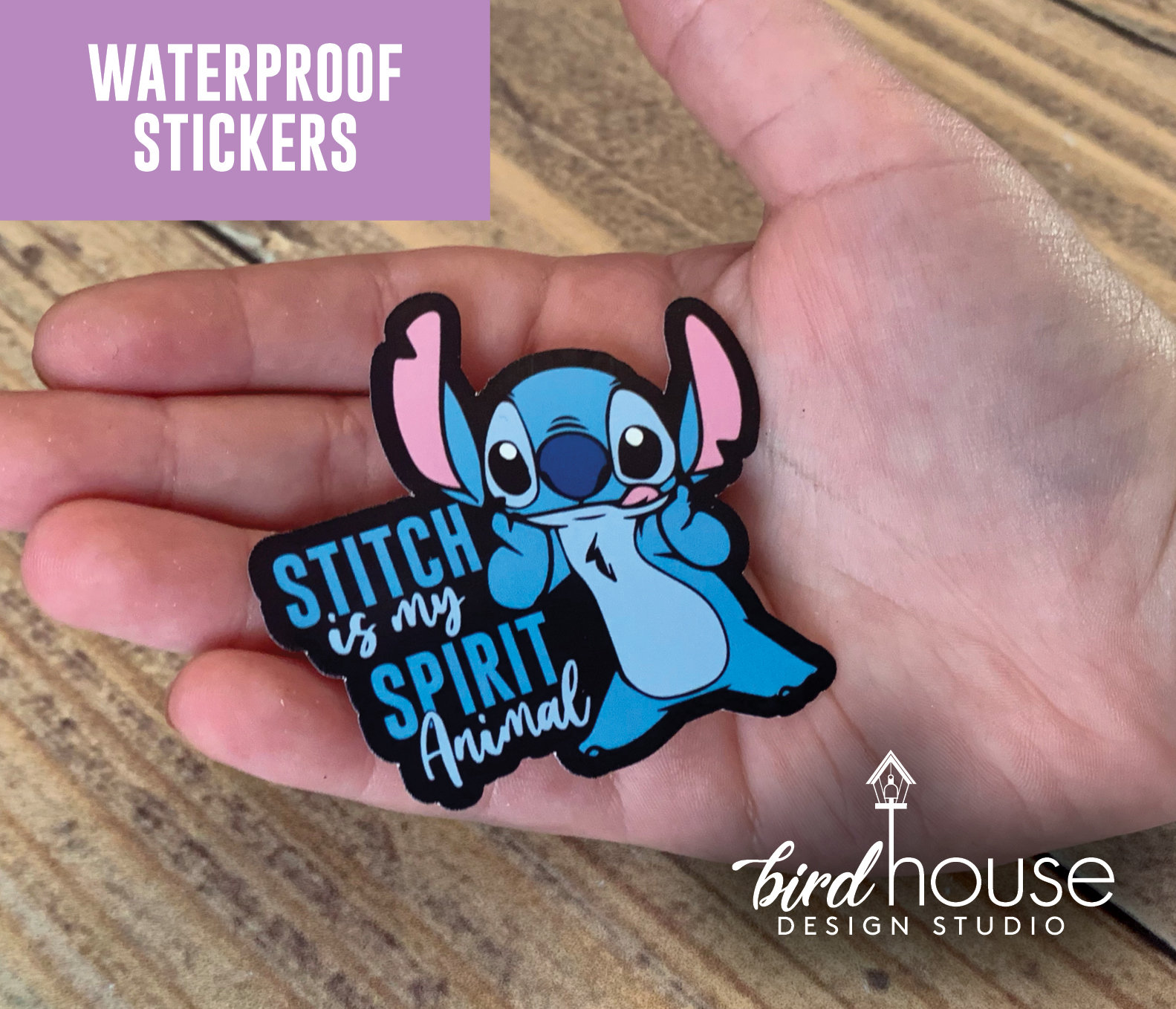 Stitch is my Spirit Animal, Lilo Movie Waterproof Sticker, Water Bottles,  Laptop