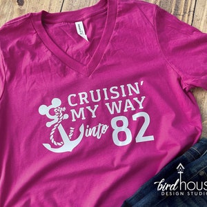Cruising Cruising my way into Disney Cruise Birthday Shirt, ANY AGE, cute Matching Group Shirts, 30, 40, 50, 60, 70, 21, graphic tee crew