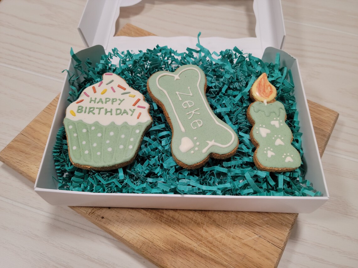 Birthday Dog Treats Birthday Dog Cookies Happy Barkday Box Etsy