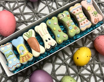 Easter Dog Treats/ I Woof You/ Decorated Dog Bones/ Happy Barkday Box/ All Natural/ Spring Flowers/ Dog Gift/ Eggs/ Thinking of You Treats