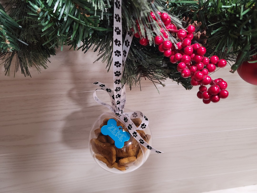 Personalized Dog Treat Christmas Ornament Dog Treat Filled Etsy