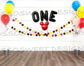 1. Geburtstag Digitaler Hintergrund Mickey Banner Ballons