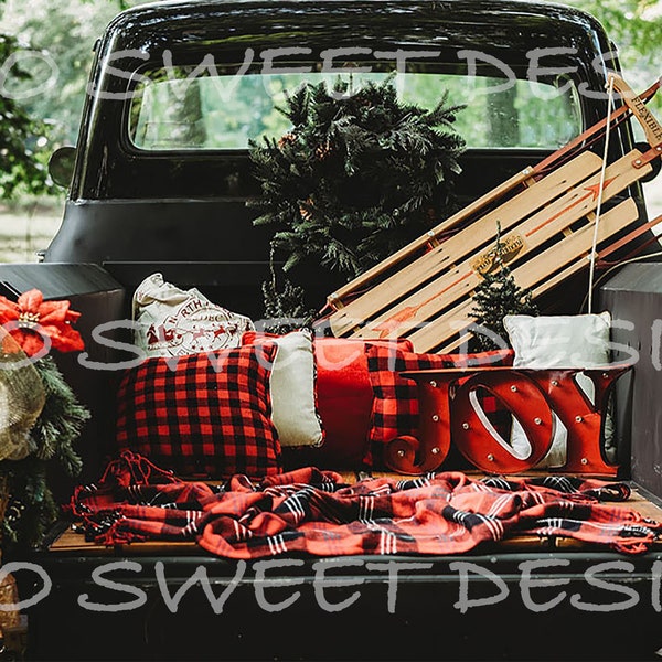 Christmas Truck Digital Backdrop - Etsy