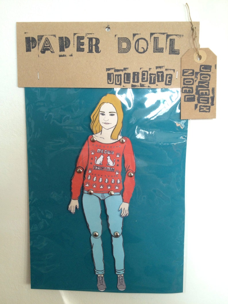 Personalized paper doll, custom made paper doll portrait image 1