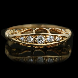 1915 Antique 18k Gold Diamond Ring: Old Mine & Rose Cut Diamonds
