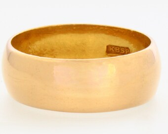 Antique 22K Gold Wedding Band: Birmingham 1918 Hallmarked Ring, US 4.25