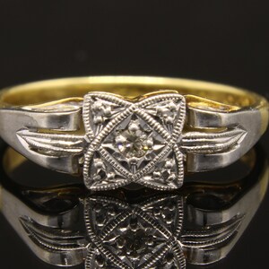 Edwardian Diamond Ring: 18k Gold & Platinum Illusion Cluster, US 6 Resizable