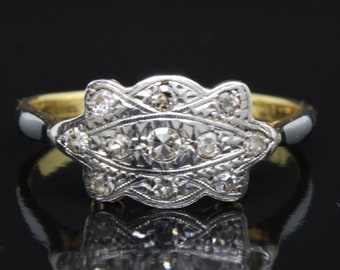 Edwardian Diamanten Ring: 750er Gold & Platin, Größe 6,5