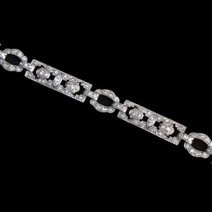 Antique 1920s Art Deco Platinum Diamond Bracelet – 3.1 ct Rose, Single & Marquise Cuts, Certificate and Layaway Available