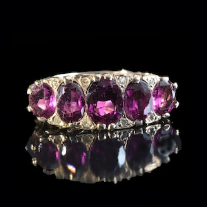 Vintage Amethyst Diamond Ring in 9k Gold, Layaway Available