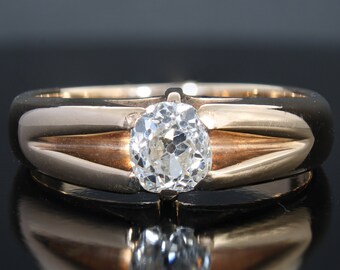 Edwardian 18K Yellow Gold Diamond Engagement Ring: 0.85 Carat, Size 10.25