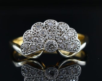 Art Deco Diamond Engagement Ring: 18K Gold & Platinum, 1920s Vintage