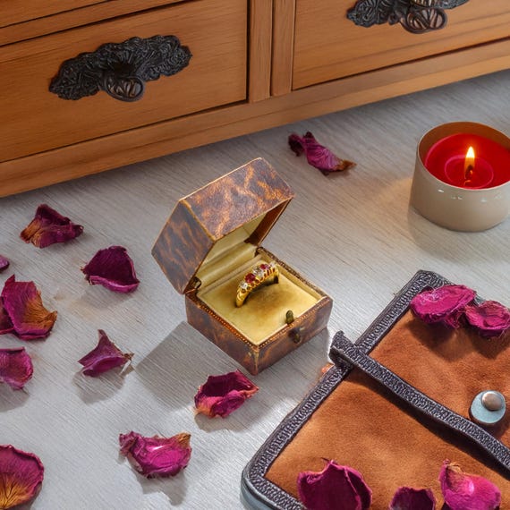 Edwardian 18K Gold Ruby Diamond Ring - Antique En… - image 2