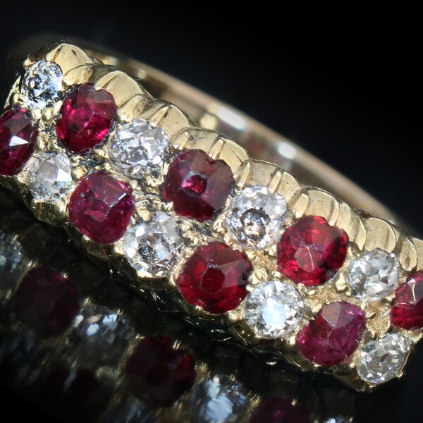 Antique Victorian Diamond Ruby Cluster Engagement Ring