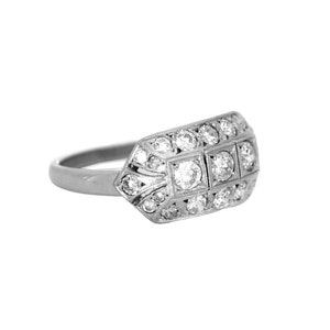 art deco Platinum Diamond Cluster Engagement Ring