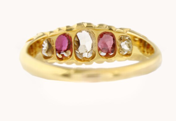 Edwardian 18K Gold Ruby Diamond Ring - Antique En… - image 8