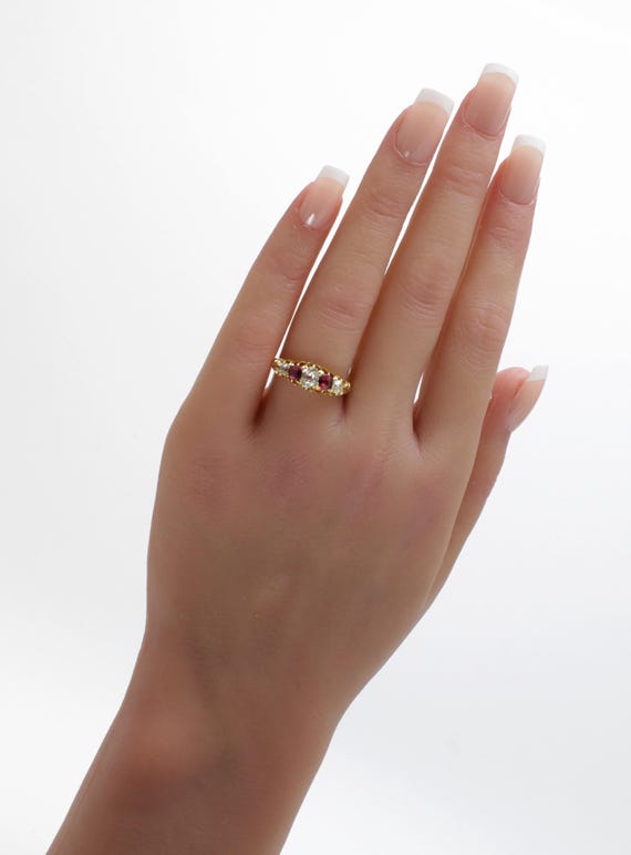 Edwardian 18K Gold Ruby Diamond Ring - Antique En… - image 4