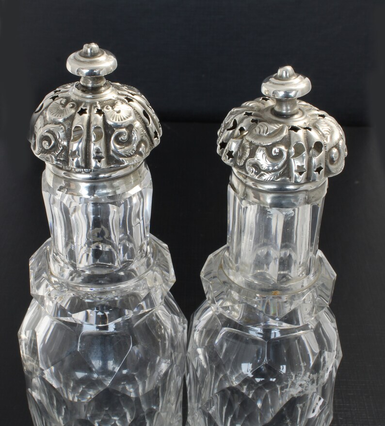 Antique Victorian Silver Cut Glass Cruet Set Sale Now On Etsy