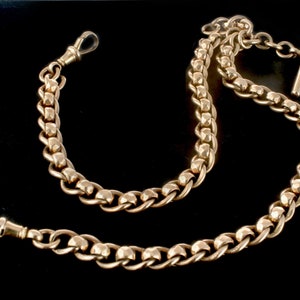 Antique Rose Gold Choker Necklace Chain, Victorian 9k Solid Gold Albert Chain, Vintage Watch Chain, Layaway Available