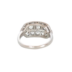 art deco Platinum Diamond Cluster Engagement Ring