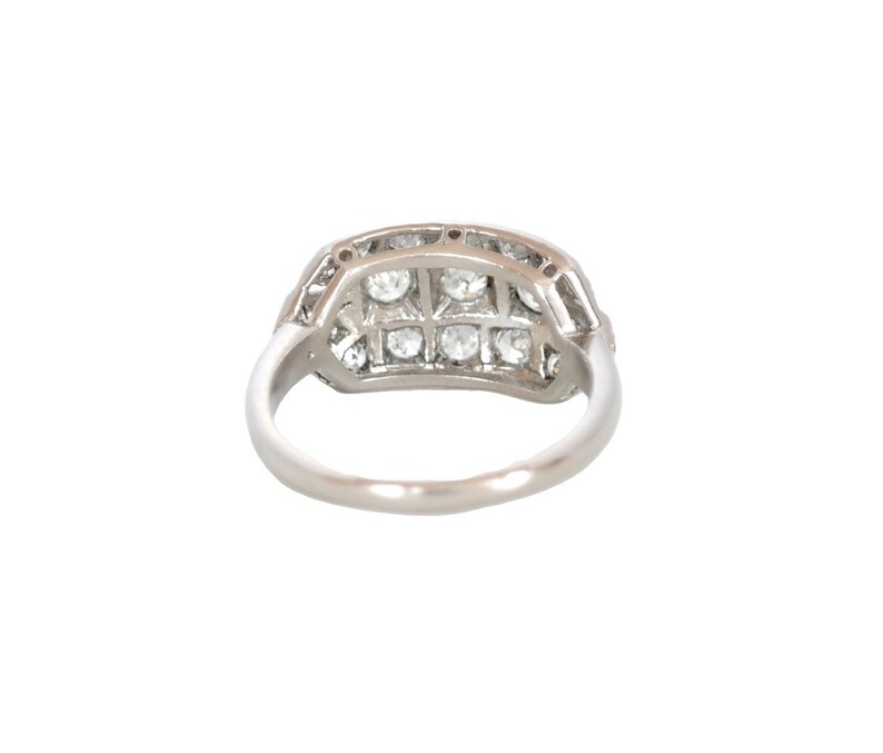 art deco Platinum Diamond Cluster Engagement Ring