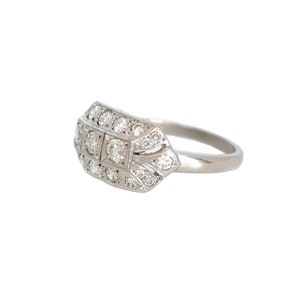 art deco Platinum Diamond Cluster Engagement Ring