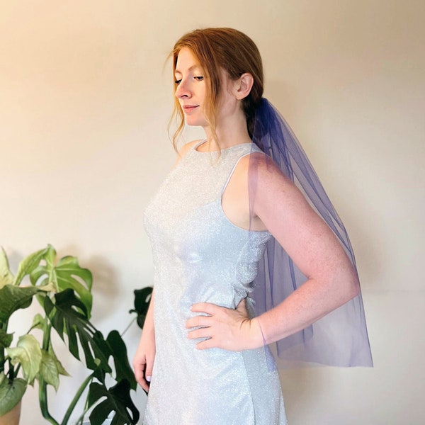Cobalt Blue Bridal Veil, retro style veil waist length something blue veil bold colorful veil