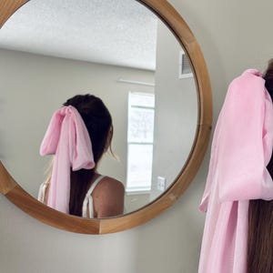 Pink Chiffon Hair Bow silky hair bow Barbie pink blush veil hair comb bachelorette bridal veil alternative romantic long scarf bow