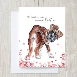Personne ne vous a donné de | la carte de la Saint-Valentin Aquarelle Puppy Card | Carte saint-valentin pour chien | Jeu de mots de la Saint-Valentin | Boxeur