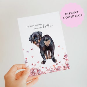DIGITALE Valentinstagskarte | Aquarell Hunde Karte | Hund Valentinstag Karte | Valentinstag Wortspiel | Rottweiler