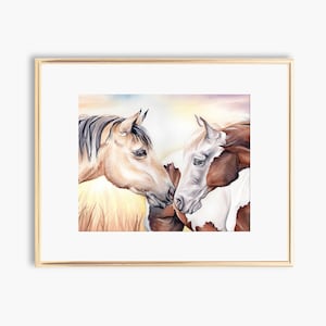 Spirit Stallion of the Cimarron Watercolour Wall Art, Mustang Stallion Horse Art Print, Buckskin and Appaloosa pony