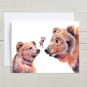 Baby bear and mama bear greeting card, Valentines Day Card, bear art, mothers day card