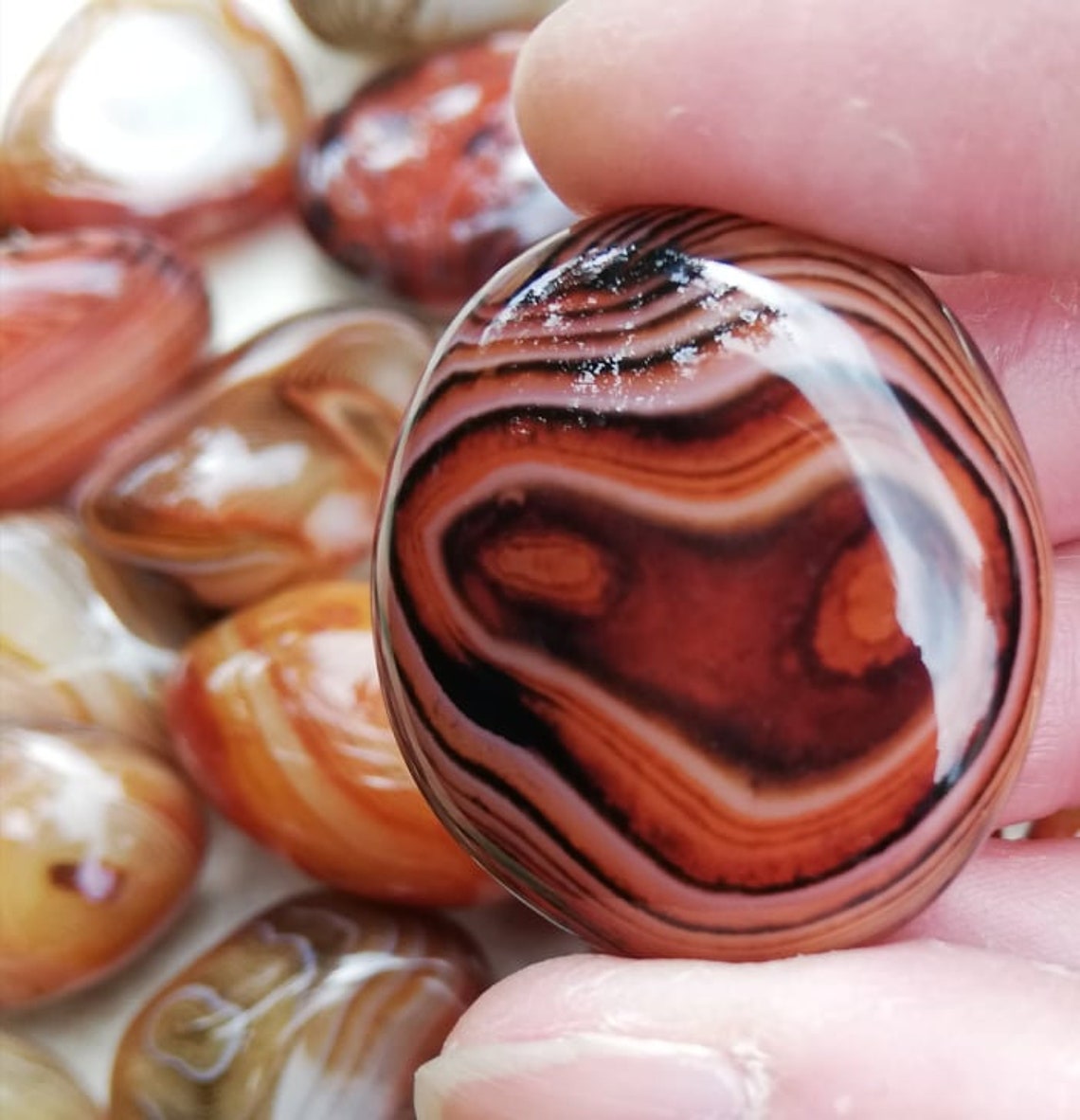 Sardonyx Tumbled Stone Crystal Sardian Onyx Chalcedony Etsy