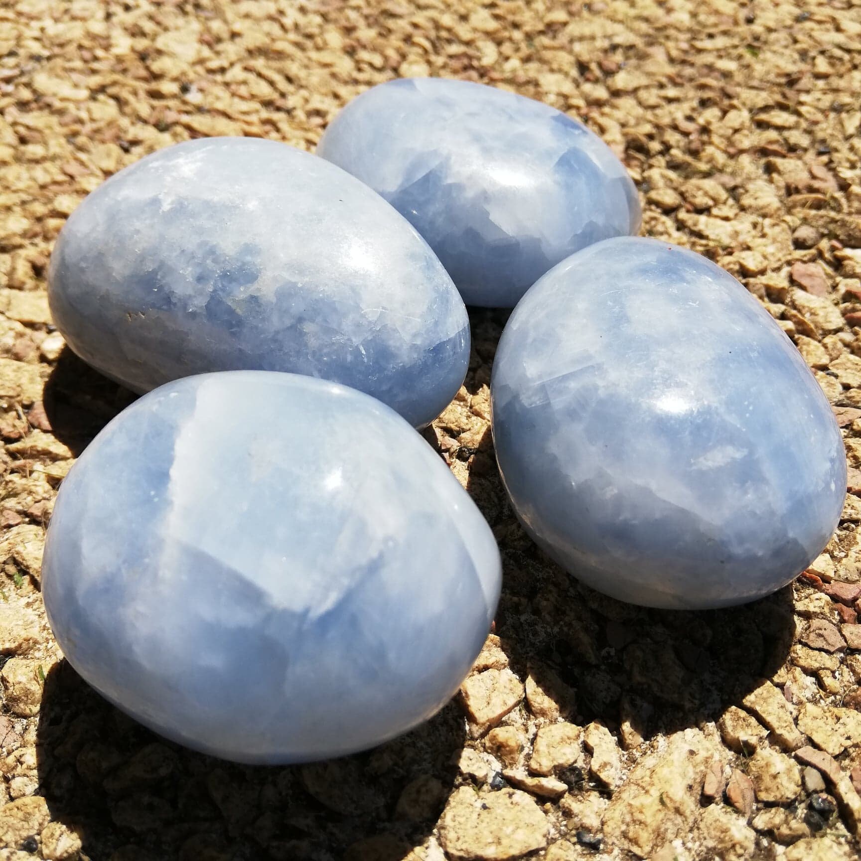 Pierre de Palmier à Calcite Bleue, Outil Méditation, Tumbled, Calcite, Guérison, Guérison Par Crista