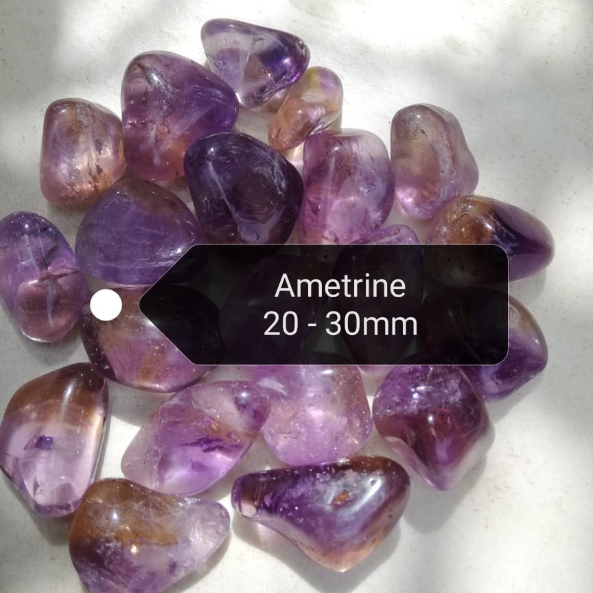 Amétrine, Citrine et Améthyste Combinées, Quartz, Pierre Tumbled, 20 - 40mm