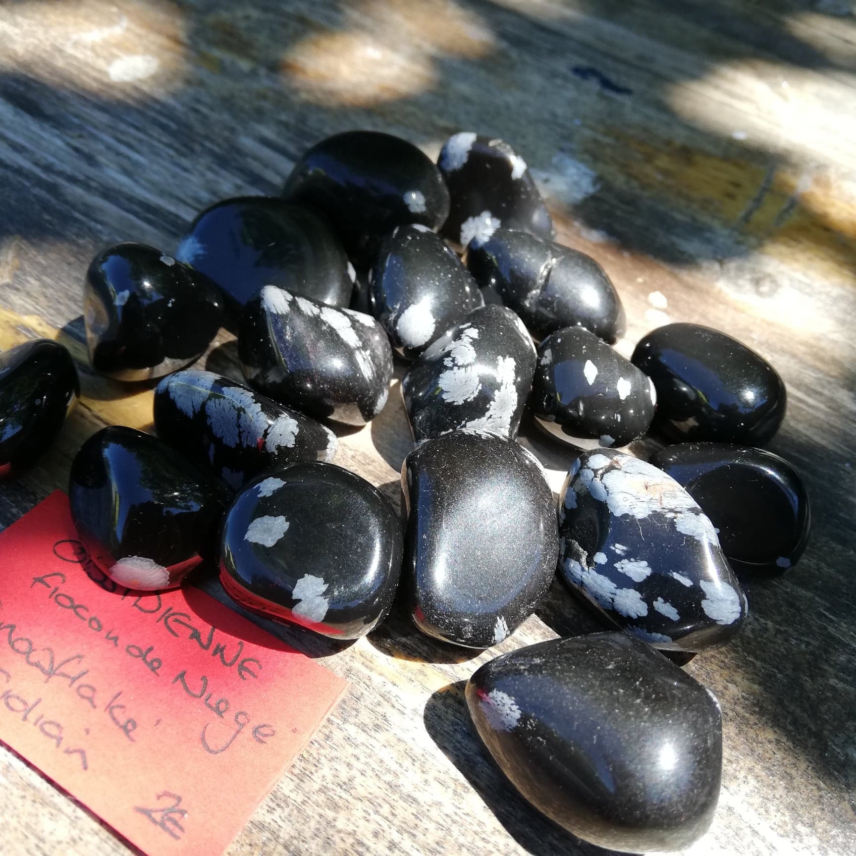 Flocon de Neige Obsidienne/Pierre Tumble Cristal Flocon Niege Guérison Guérison Protection