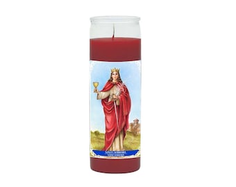 Santa Barbara (Red) 8 Inch Unscented Prayer Candle Spell Candle Ritual Candle Devotion Candle.