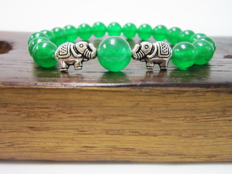 Green Jade Bracelet Green Jade Chakra Elephant Bracelet Etsy