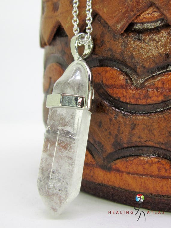 Cristal de Cuarzo Collar Cruz griega Chakra Colgante de piedras preciosas de curación reiki