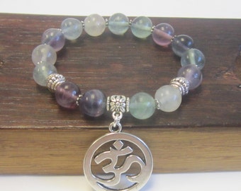 Flourite Bracelet, Healing Fluorite Bracelet, Concentration & Focus Bracelet Fluorite Crown Chakra Bracelet Fluorite Protective Bracelet
