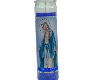 Virgen de La Milagrosa 8 Inch Unscented Prayer Candle Spell Candle Ritual Candle Devotion Candle.