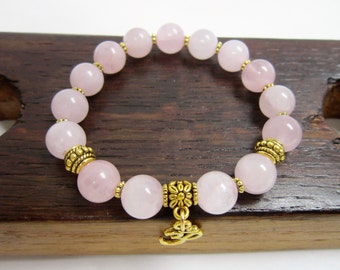 Rose Quartz Bracelet Rose Quartz Energy Charm Bracelet Heart Chakra Rose Quartz Bracelet Love Rose Quartz Bracelet Pink Quartz Bracelet Yoga