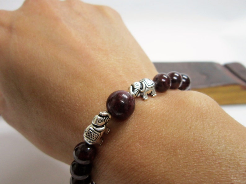 Garnet Elephant Bracelet