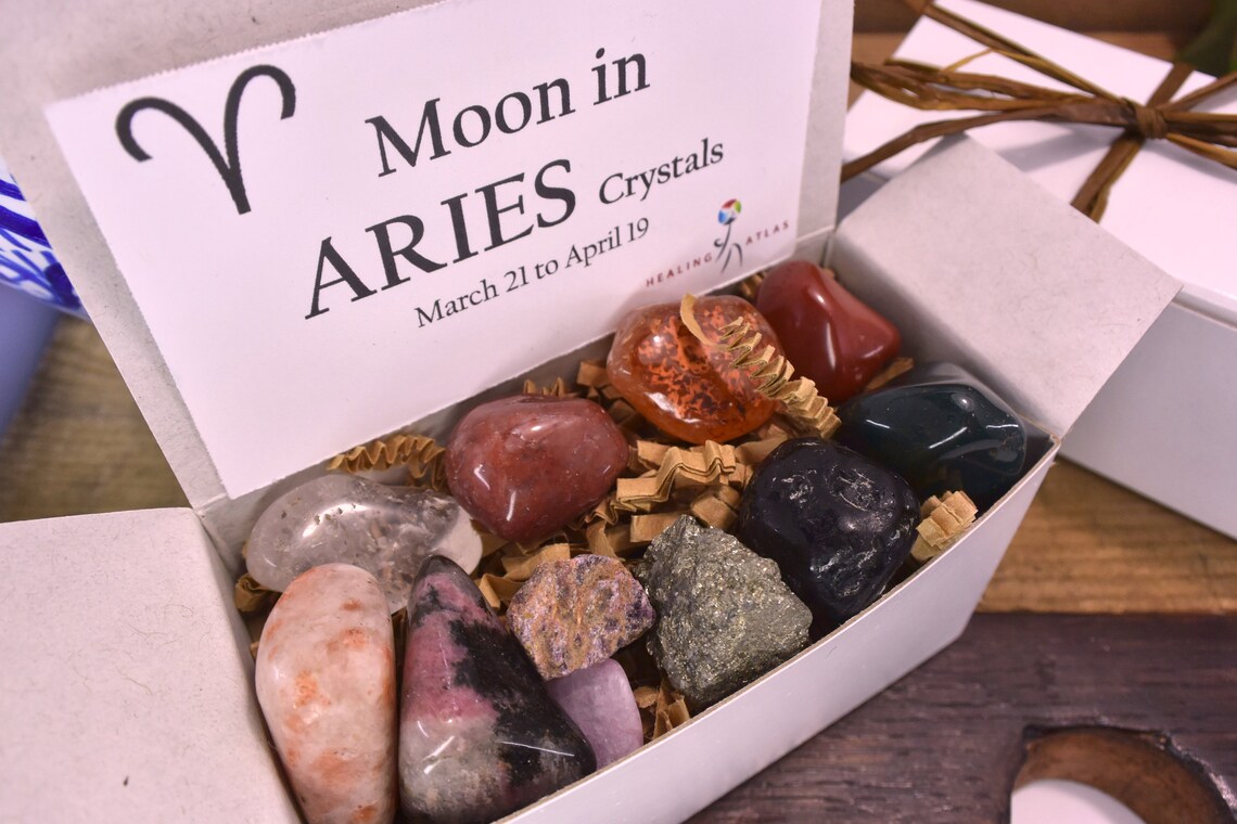 ARIES Zodiac Gemstone Kit MOON in Aries Crystals Kit Aries Etsy