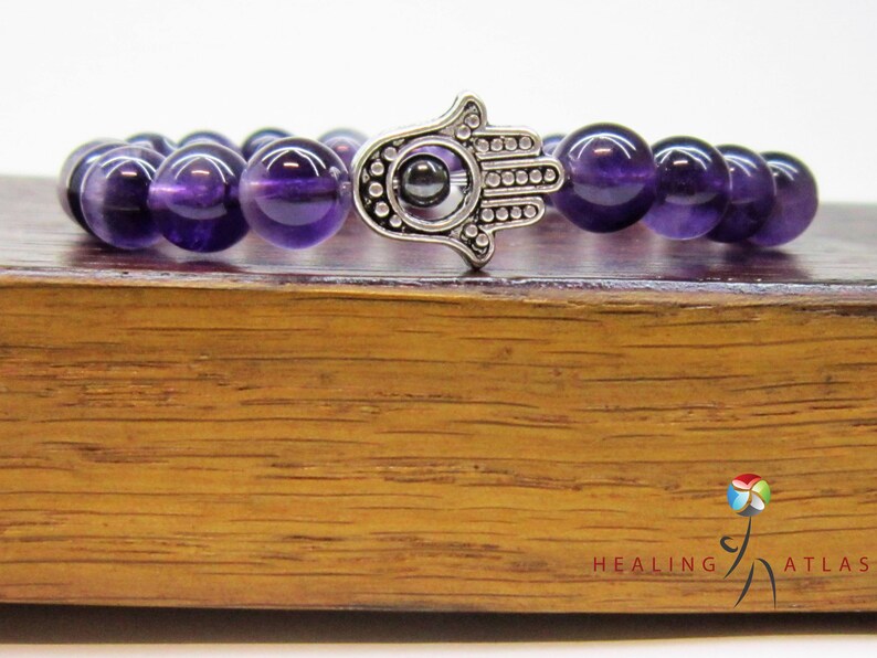 Hamsa Hand Amethyst Fatima Hand Bracelet Hamsa Charm Bracelet Etsy
