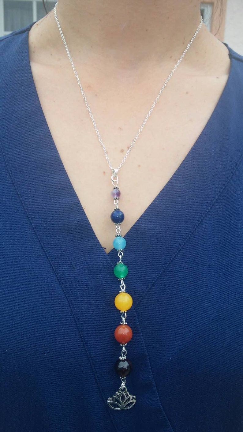 Collar 7 Chakras Colgante 7 Chakras Cadena de Plata 925 Etsy México