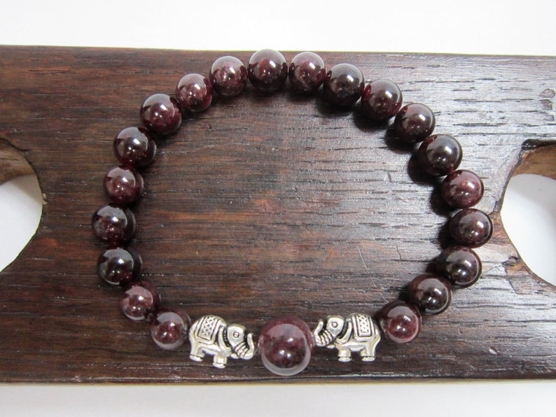 Garnet Elephant Bracelet