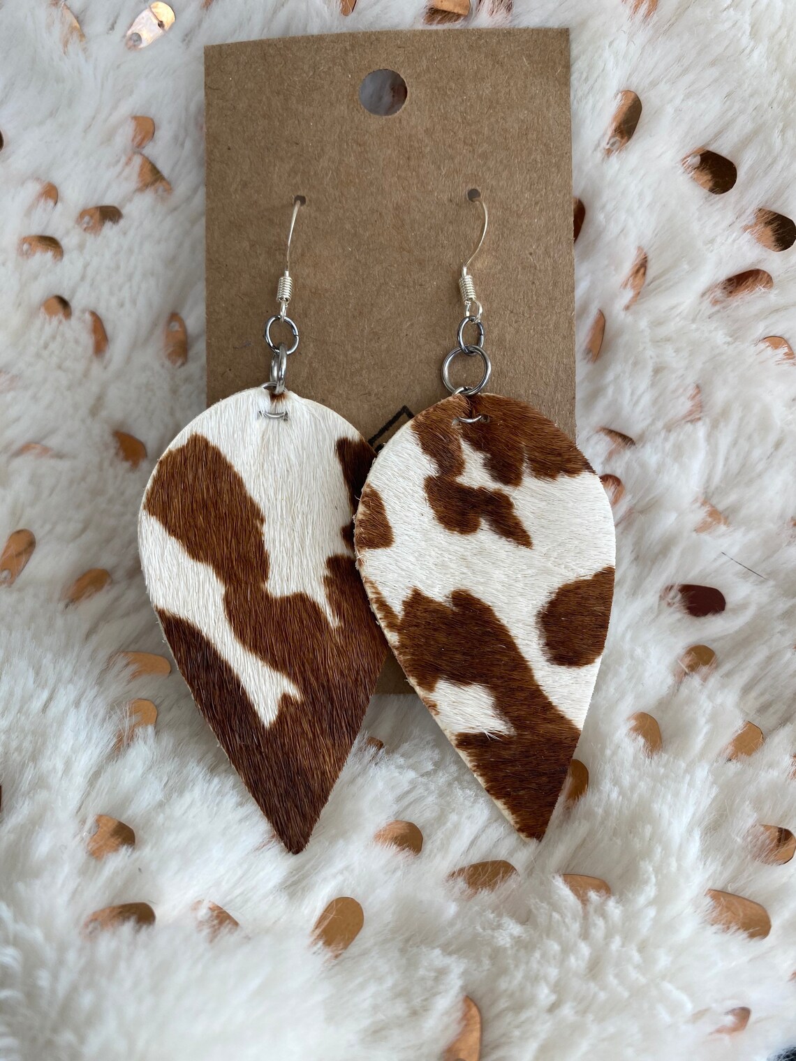 Cowhide Earrings Etsy